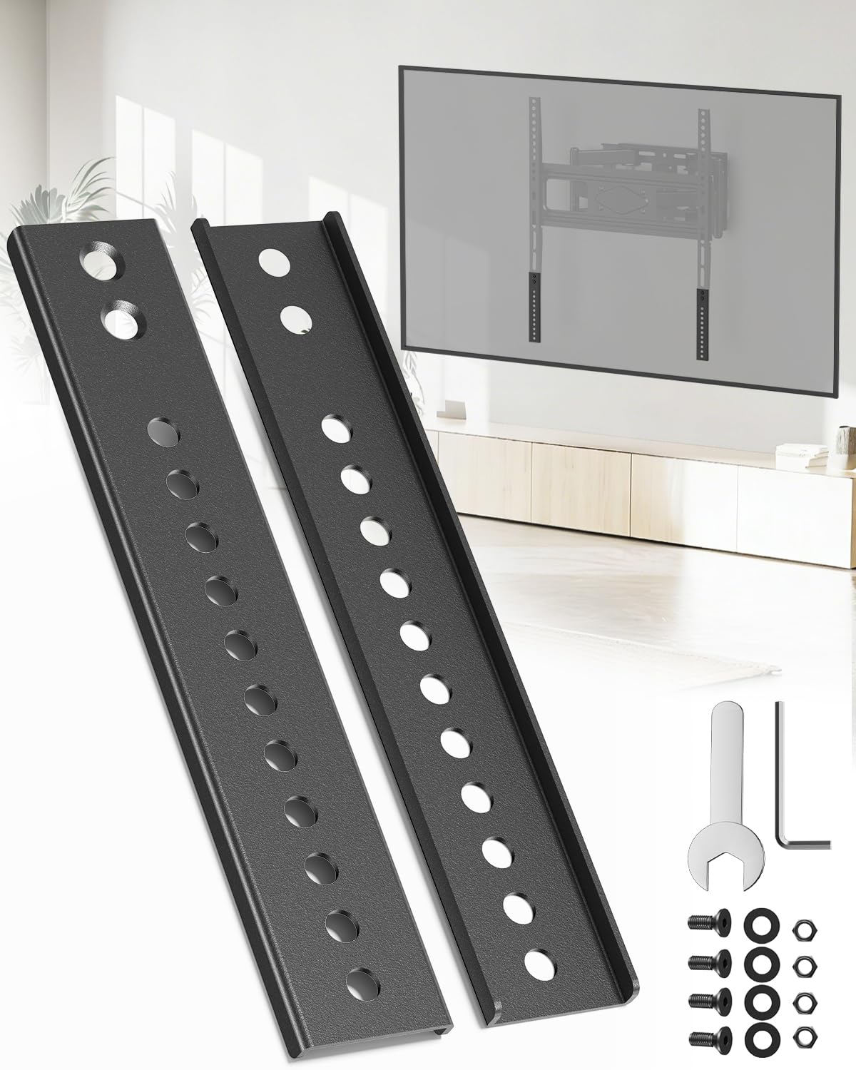 Plaques d'extension Adaptateur VESA – Kit d’Extension pour Support TV Mural et plafonnier, Compatible avec téléviseurs à Fixations VESA Profondes, 1 Paire, Noir