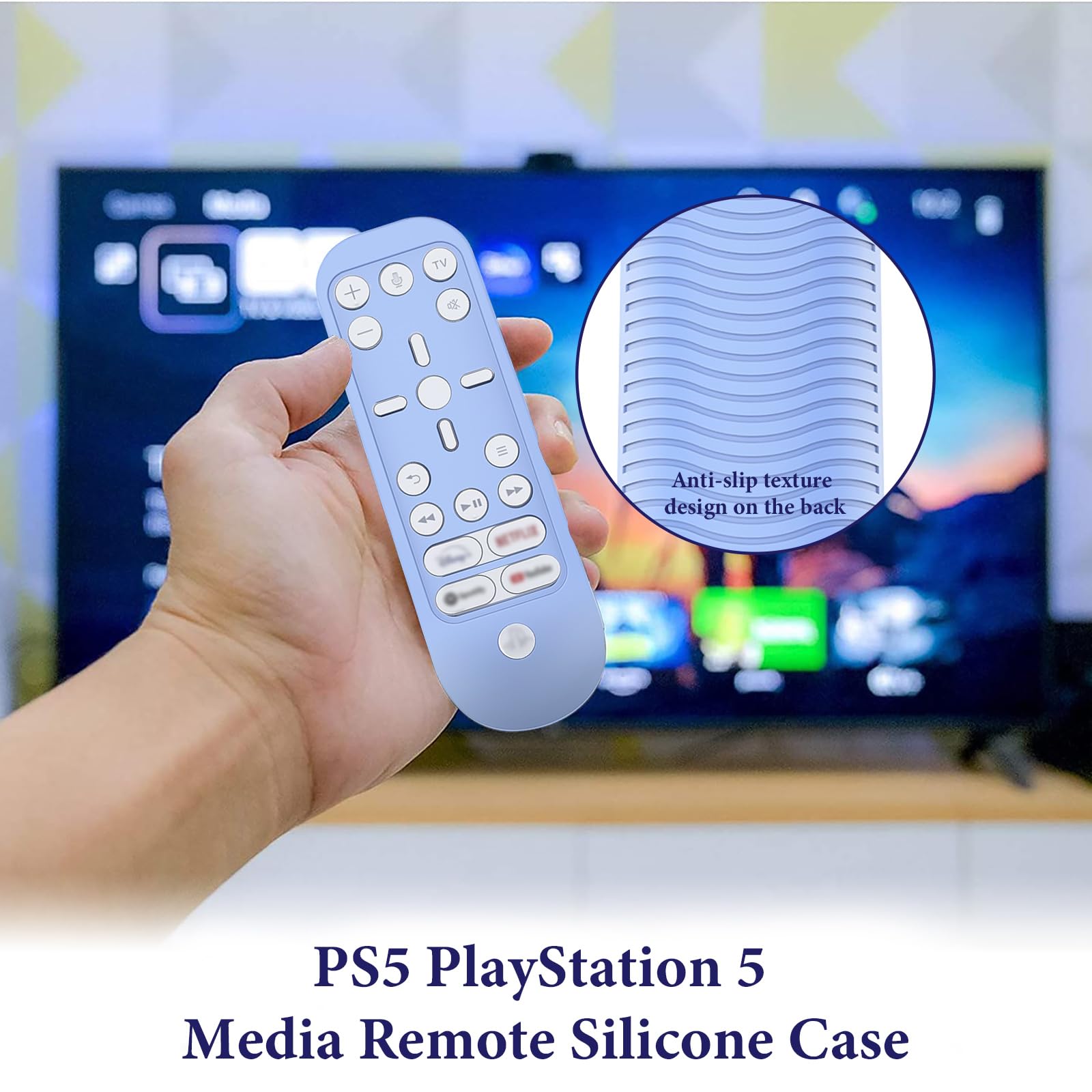Geekria PS5 Remote Cover Skin Funda de Silicona, absorción de Golpes, Lavable, Funda Protectora de Silicona de Cuerpo Completo para Control Remoto PS5 (Azul)