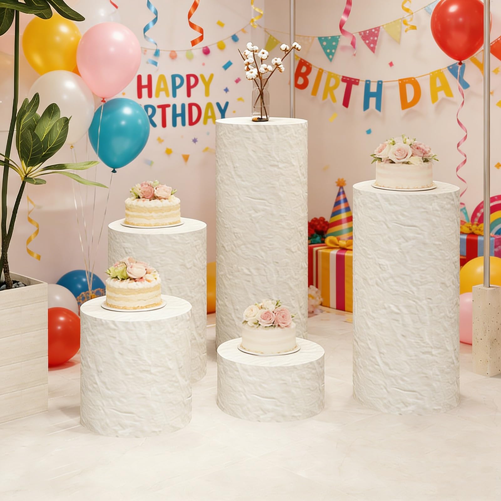 Supporti a Cilindro, Piedistalli per Esposizione, Basi Rialzate Decorative per Dessert, Tavolini per Eventi, Gioielli e Vetrine di Negozi(30x30x60cm)