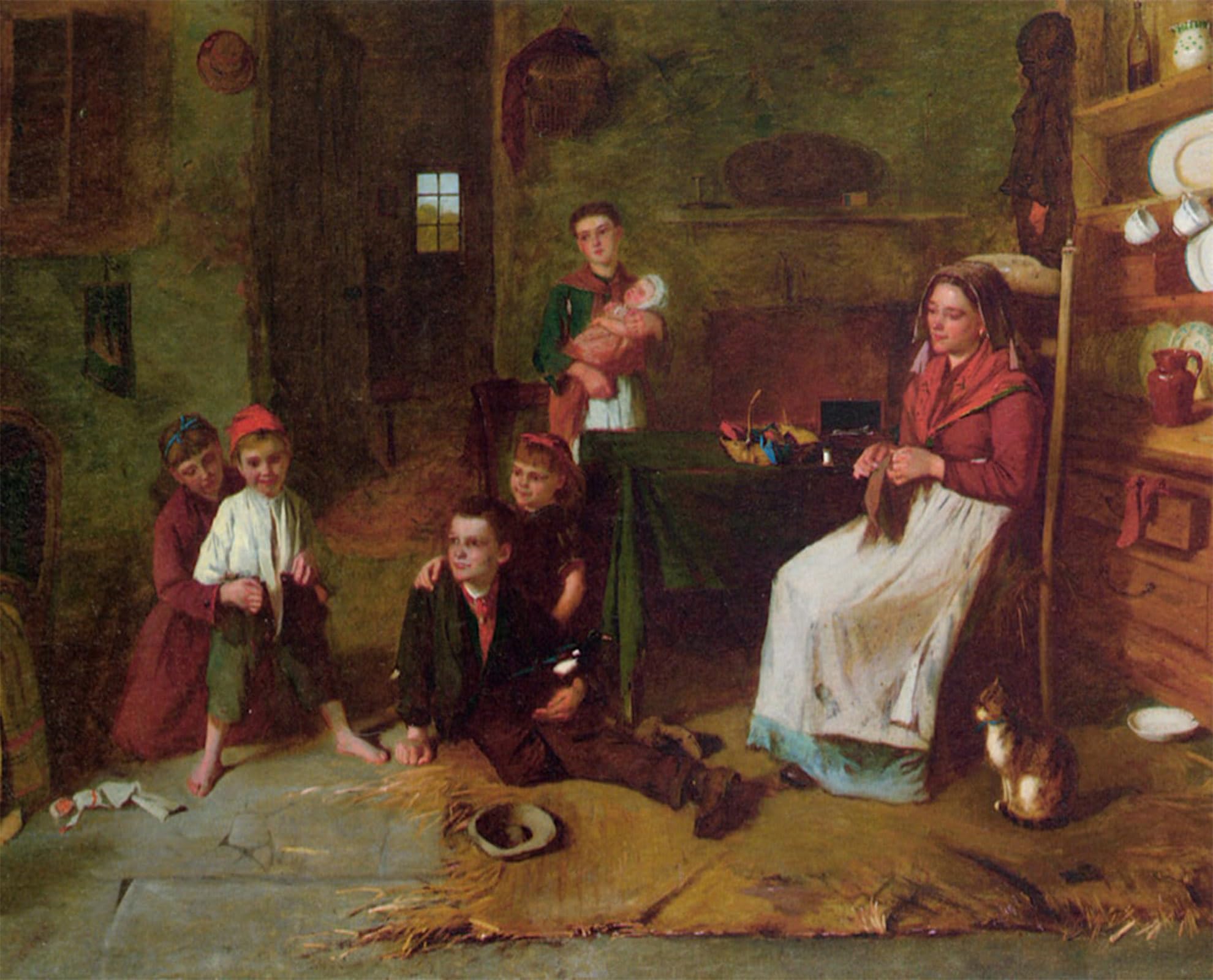 SERENDIPITP Retro Picture Poster Wall Art Pictures Painting the New Breeches by Edward Charles Barnes Wall Art Canvas Print for Wall Decor 60x90cm