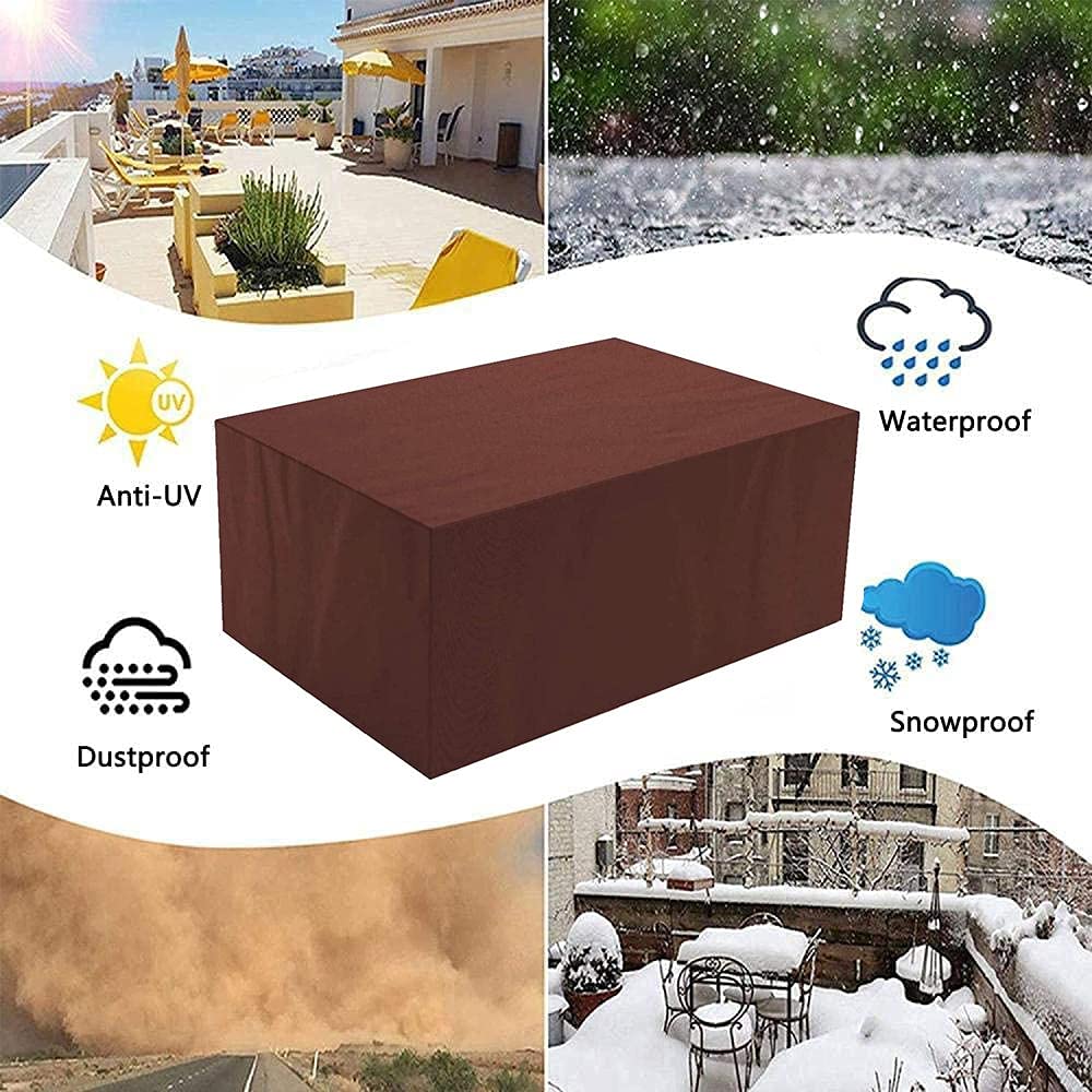 Copertura per Mobili da Giardino Impermeabile Anti-ultravioletto,Antivento， Resistente Strappo 420D Oxford Stoffa Telo Protettivo，per Divani，Sedie，Tavoli-Marrone_200x160x100cm