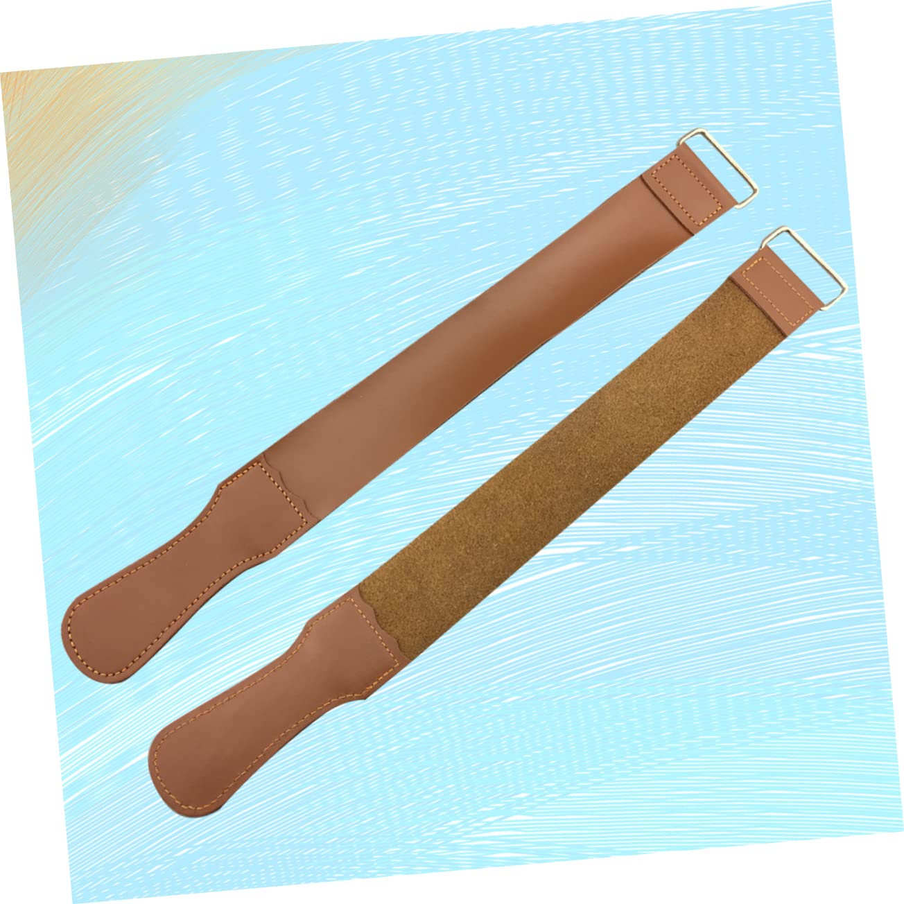 OSOLADY Barber Strop 2pcs Set Genuine Leather Razor Sharpening Cloth Versatile for Razor Scissor Knife Sharpening