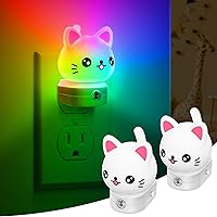 Vista 3 de Luces nocturnas de gato enchufables a la pared, luz nocturna con sensor de atardecer a amanecer, luz nocturna para habitación de niños, baño