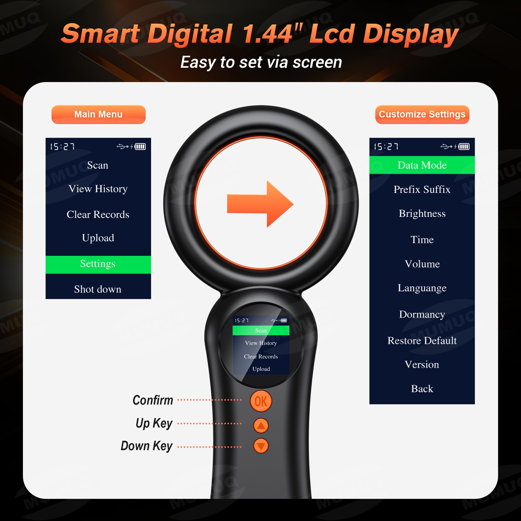Lecteur de Puce électronique pour Animaux, Compatible FDX-B (ISO11784/85) et EMID – Scanner Puce Chien Chat NAC avec mémoire intégrée pour 500 enregistrements et écran LCD 1,44 Pouce