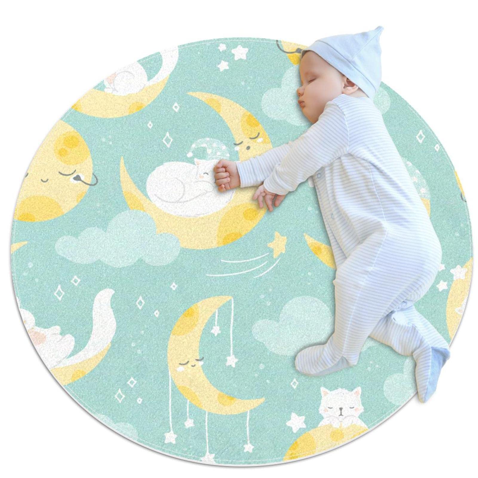Chats tapis de jeu pour enfants filles garçons animaux rond 80x80