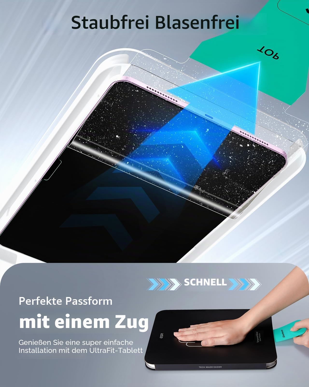 ESR für iPad Air 13 Zoll M4/M3/M2 2 Stück Panzerglas und Tastatur Hülle