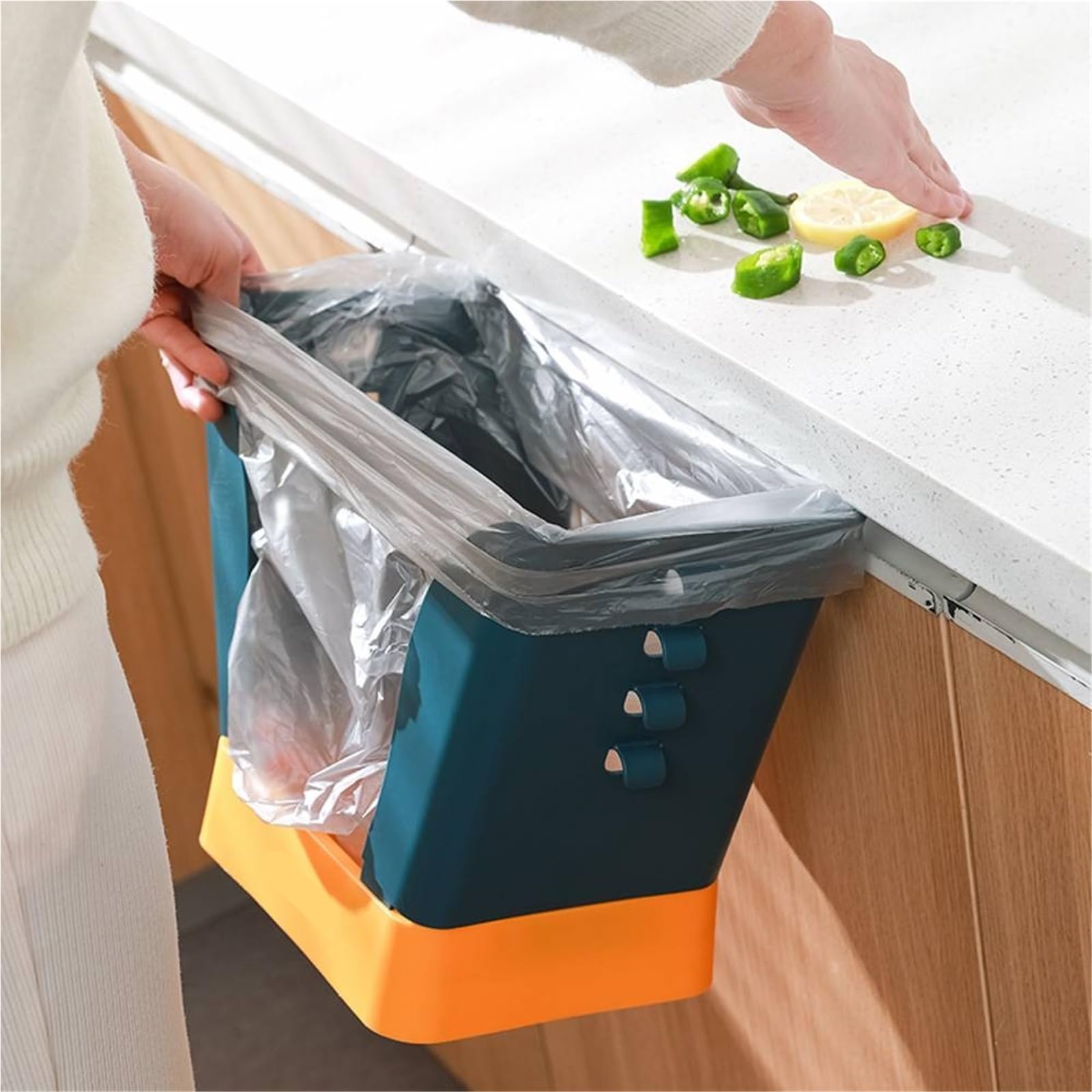 Soporte for Bolsas de Basura portátil, Cubo Plegable, Extensible for Acampar, Interior y Exterior, 3 uds para Bolsas(Gray)