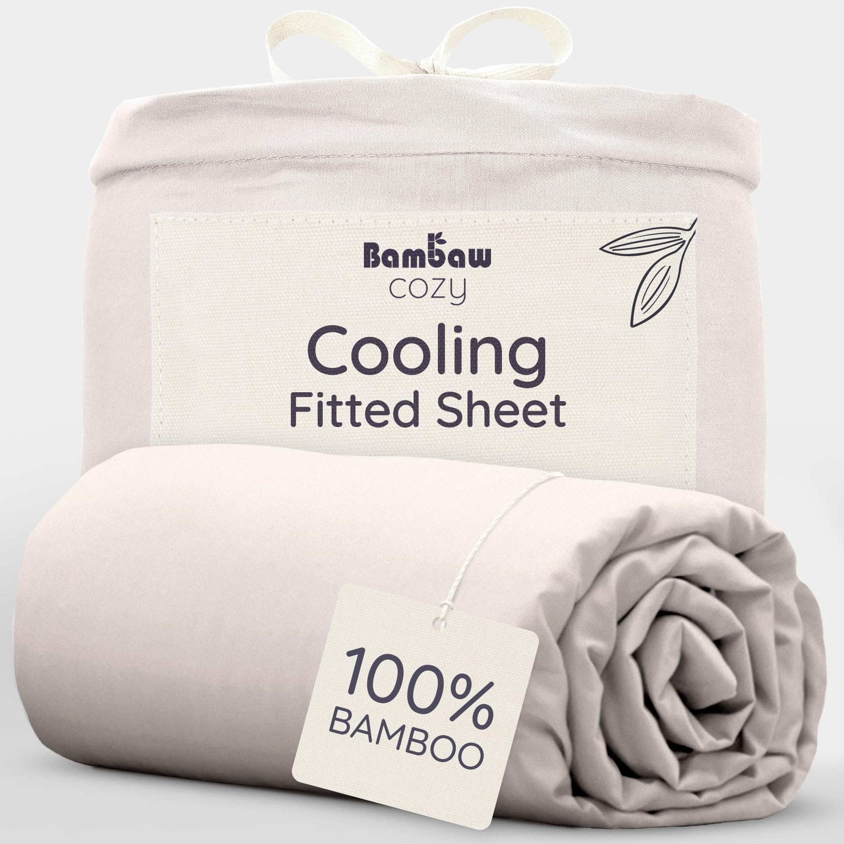 Bambaw Sand Bamboo Fitted Sheet Super King Size 180X200 Cm, Deep Pocket 35 Cm, Luxury Hotel Quality Sheets, 100% Bamboo Cooling Bed Sheets, Anti Allergy Super Soft Bedding, Super King Size Bedding (Sand)