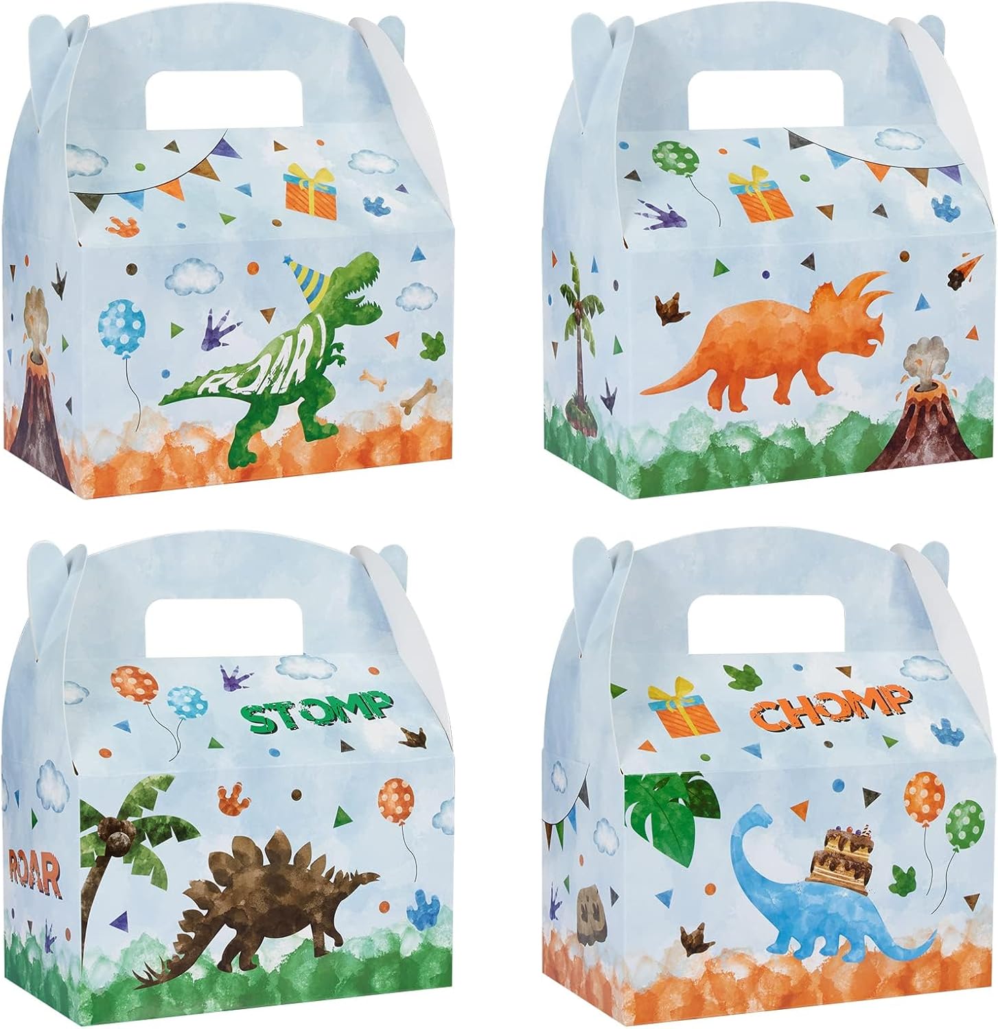 WERNNSAI 12 Pack Dinosaur Party Boxes - Dinosaur Birthday Decorations Dinosaur Party Favor Boxes for Kids Boys Girls Watercolor Candy Gift Box for Dino Theme Birthday Baby Shower Supplies