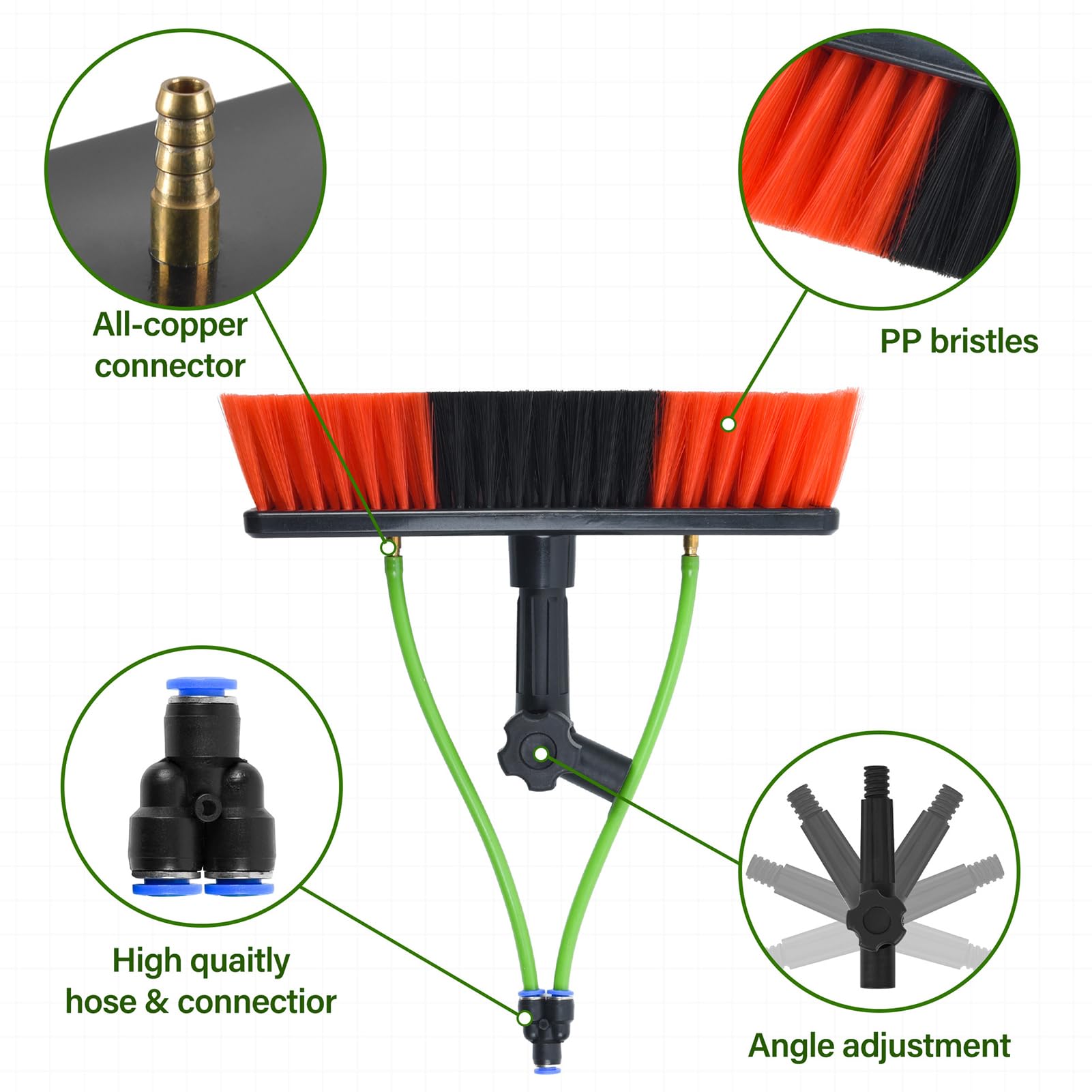 Cepillo de limpieza de paneles solares con poste extensible y manguera de agua, ideal para limpiar paneles solares, techos, piscinas