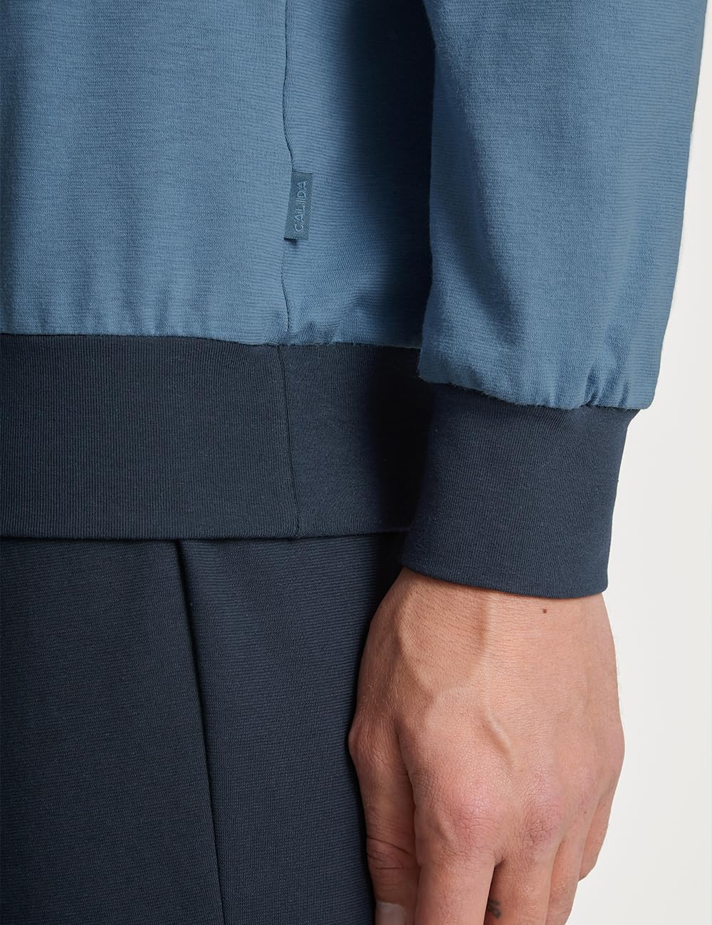 CALIDA Relax Essentials Bündchen-Pyjama Herren | Schlafanzug aus 100% Baumwolle, Hose mit stoffbezogenem Gummibund