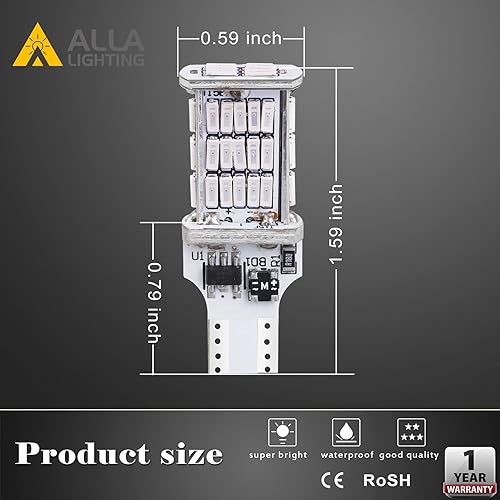 Vista 11 de Alla Lighting 2600lm T10/T15 912 921 LED estroboscópico de marcha atrás de reversa, 3ª bombillas de luces de freno, 6000K blanco súper brillante 922