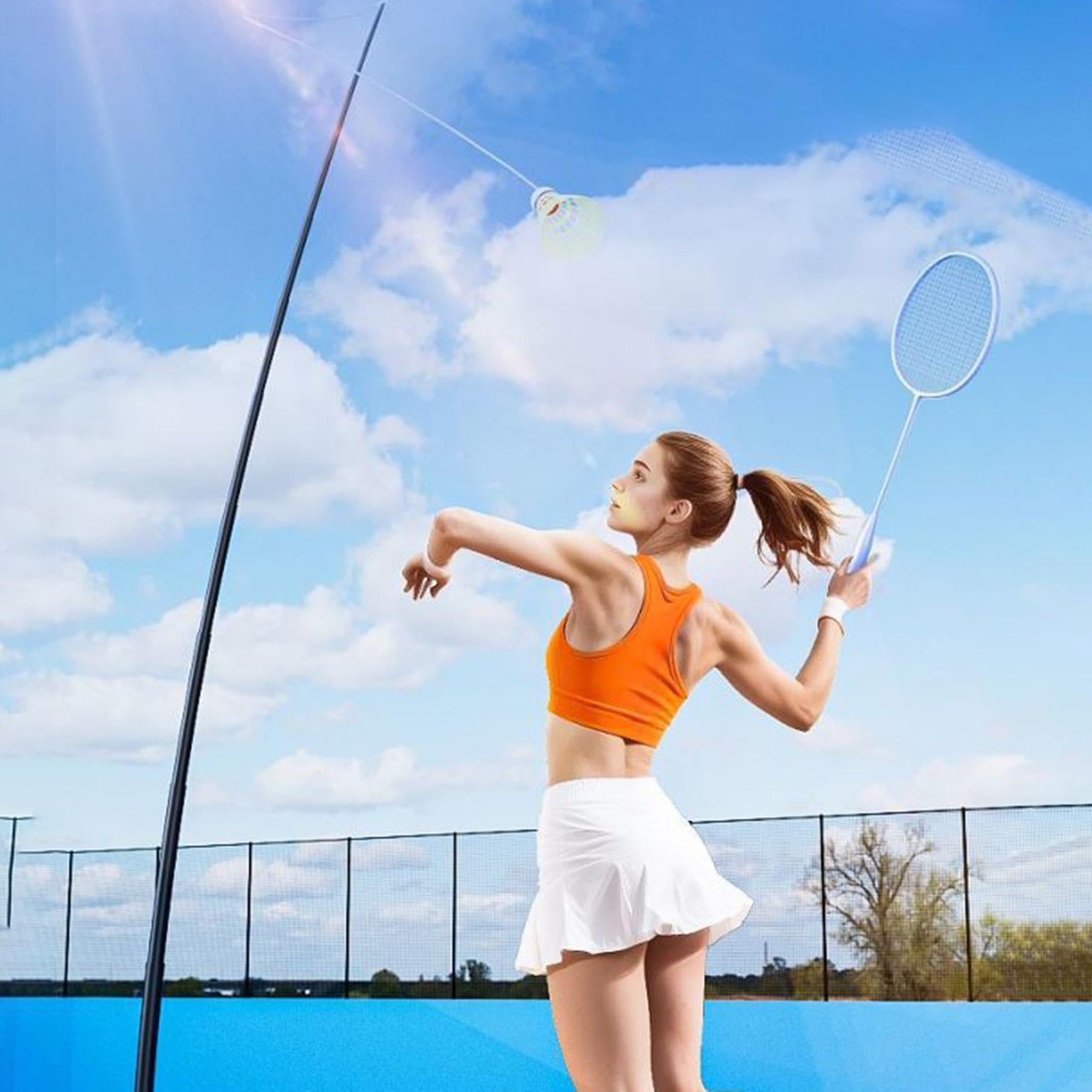 Allenatore Di Rimbalzo Da Badminton Strumento Portatile Auto-Esercizio A | Strumento Di Auto-Allenamento Per Badminton Per Donne Uomini Ragazzi Uso Interno Esterno Casa E Giard