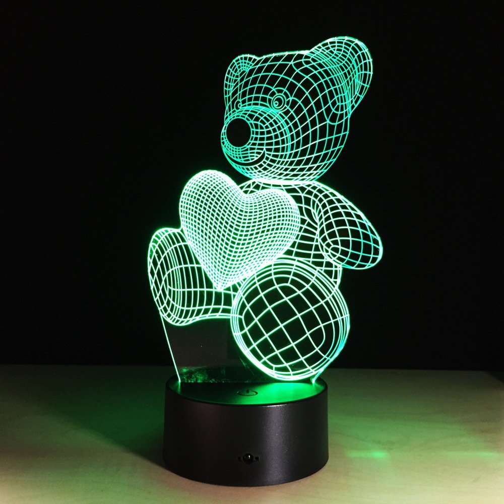 Luce Notturna 3D LED Con Illusione Ottica Tartaruga | 7 Colori Touch E Alimentazione USB