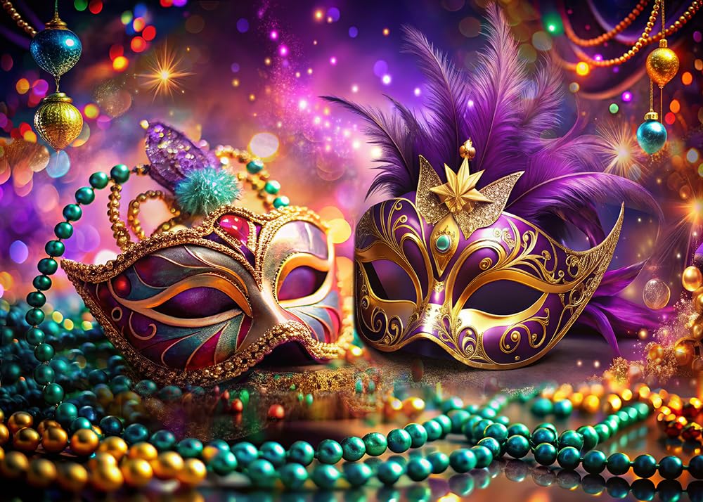 CYLYH 7X5FT Mardi Gras Backdrop Mask Party Decorations Carnival Masquerade Photography Background Mardi Gras Banner Single Girl Party Bannerr