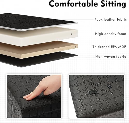 Miniatura 26 de B FSOBEIIALEO Otomana plegable de almacenamiento, reposapiés de piel sintética, banco largo, caja de juguetes para niñas, color rosa, 30 x 15 x 15