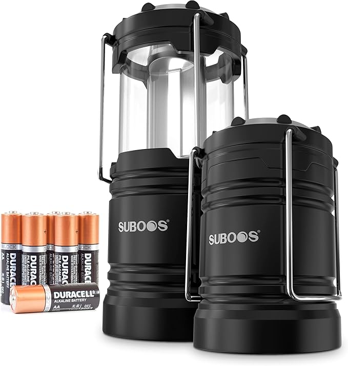 SUBOOS Camping Lanterns Battery Operated [2 Pack] 2X Brighter LED