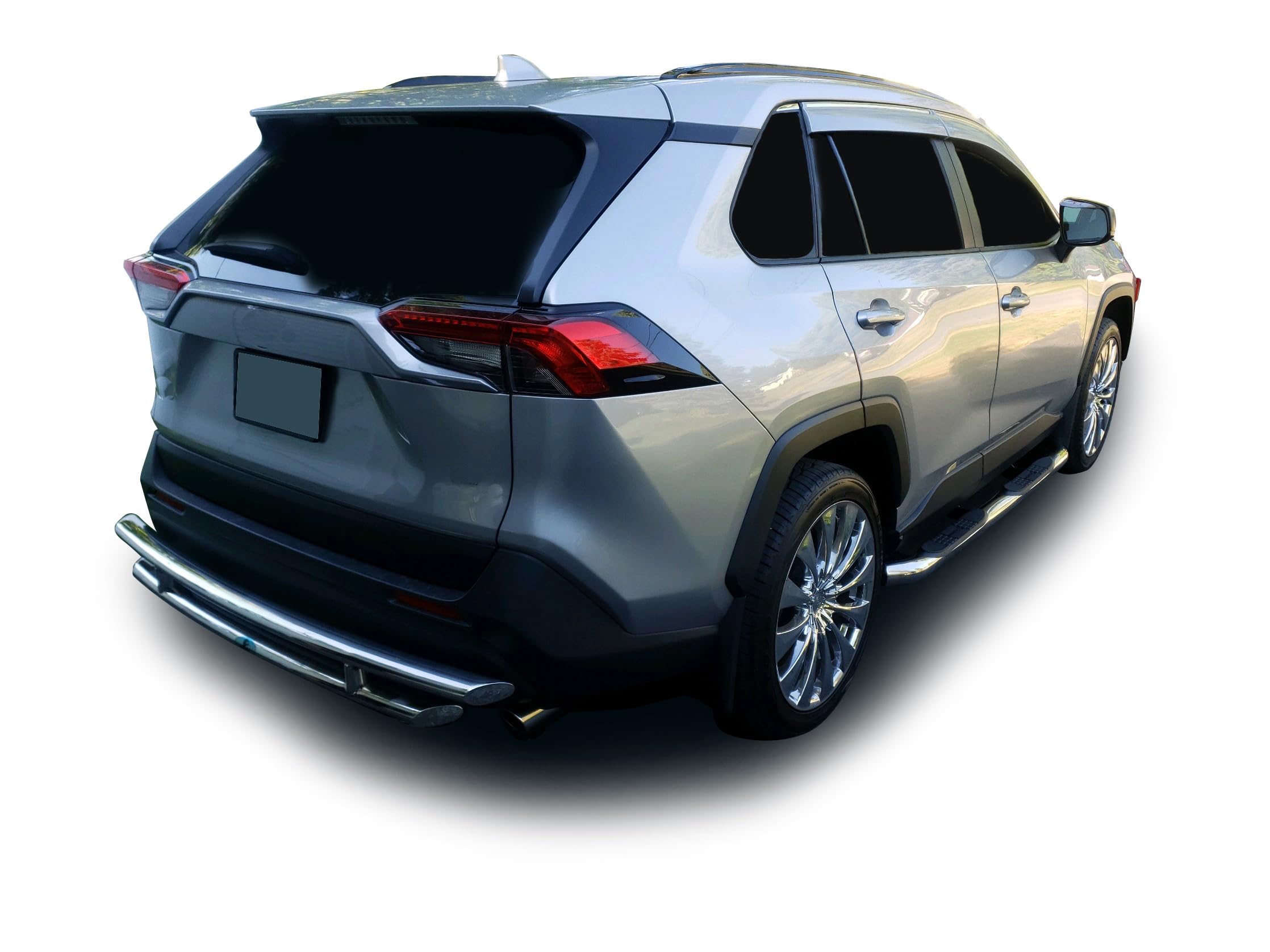 Black Horse Rear Bumper Guard Double Layer Stainless Steel Compatible with 2019-2024 Toyota RAV4|2021-2024 Toyota Venza-8D93947SS-DL