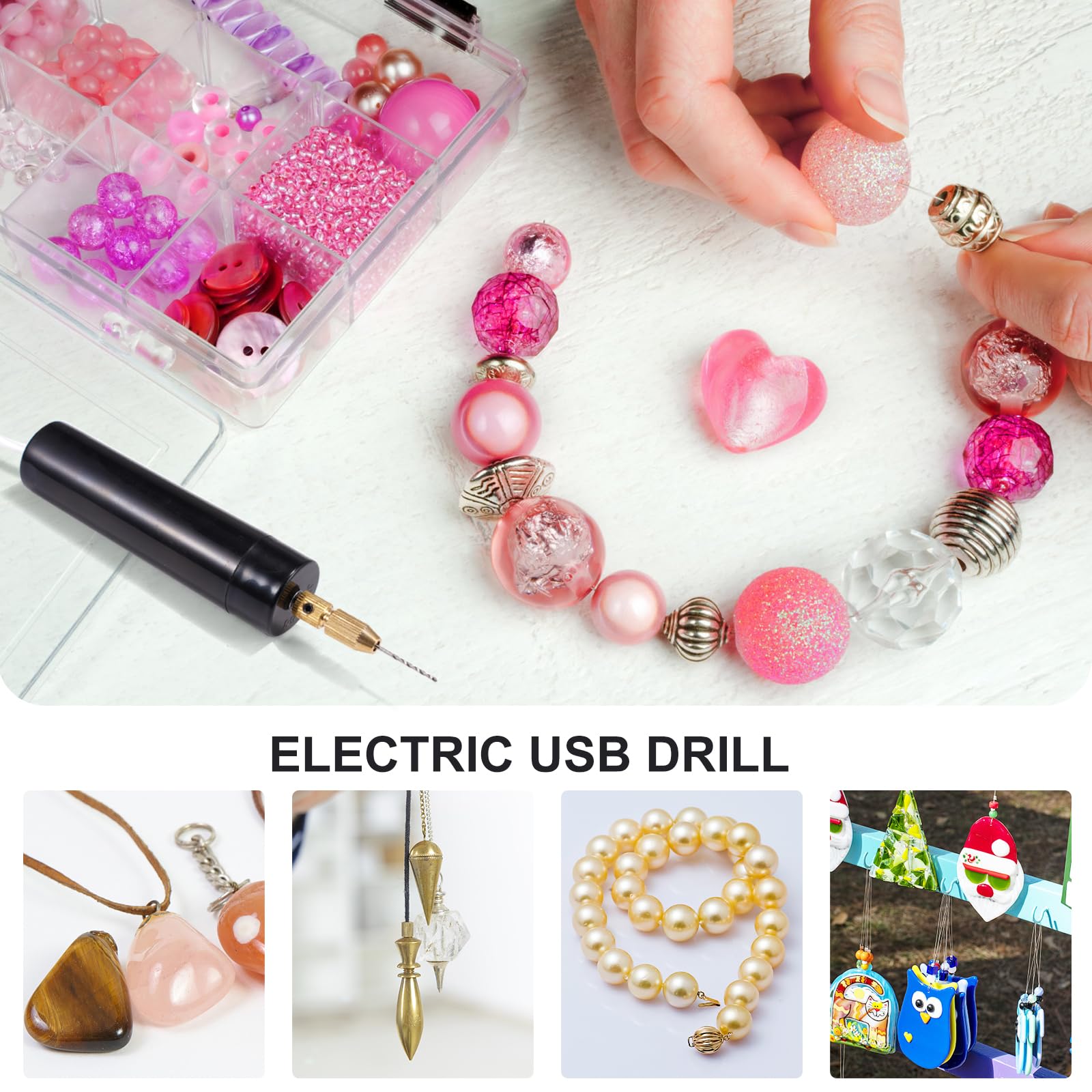 Mini Trapani Elettrici Portatile 5V Ricaricabile con 9 Pezzi Trapano USB Foratura Legno Plastica