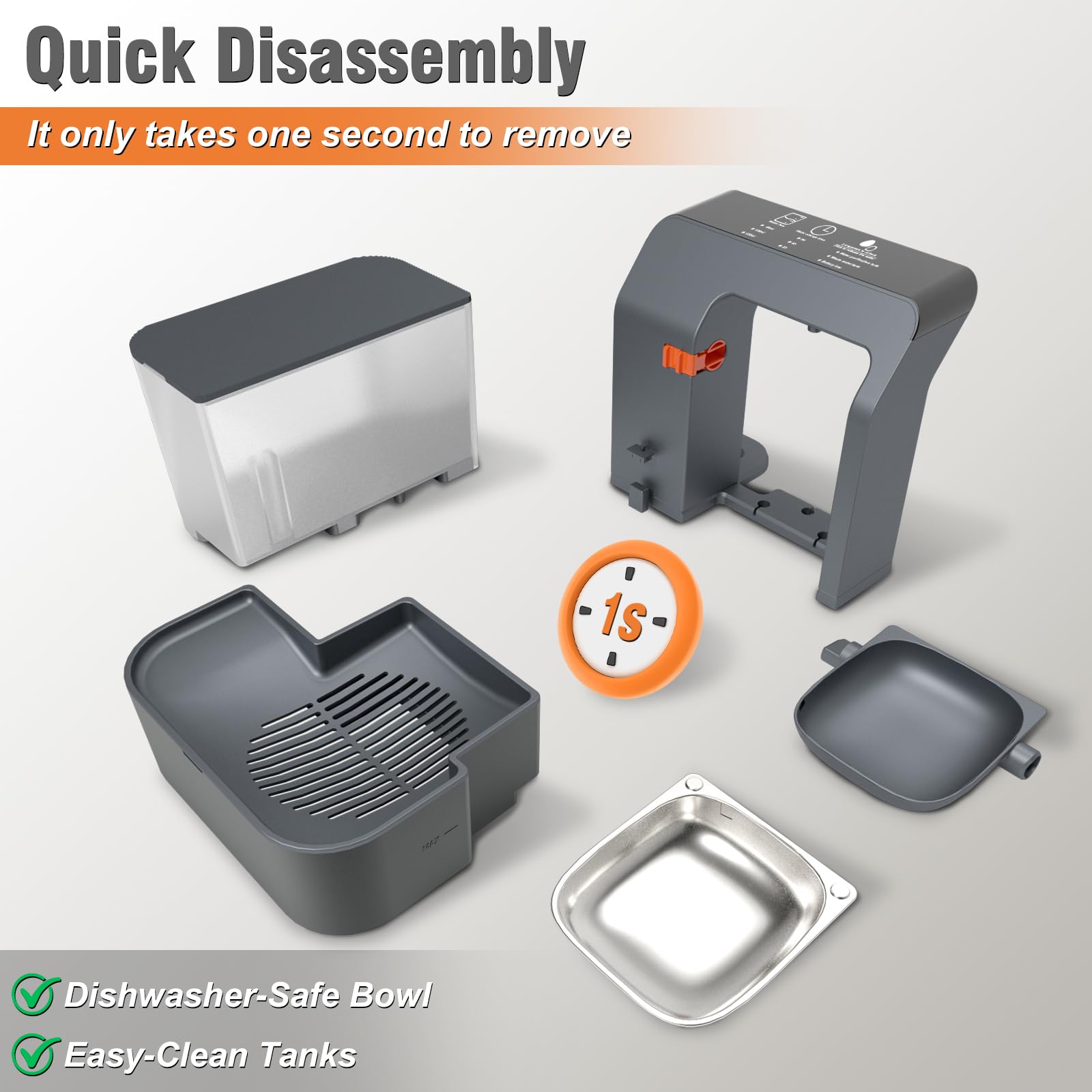 Fontana d'acqua per gatti, senza filtro, separazione delle acque reflue, ciotola in acciaio inox, fontana per animali domestici per cani e gatti