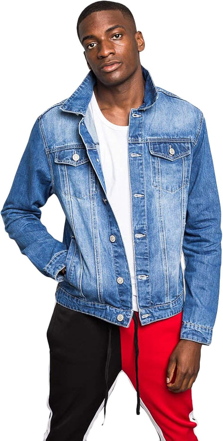 Victorious Men's Distressed Denim Jacket Small Non-distressed Indigo