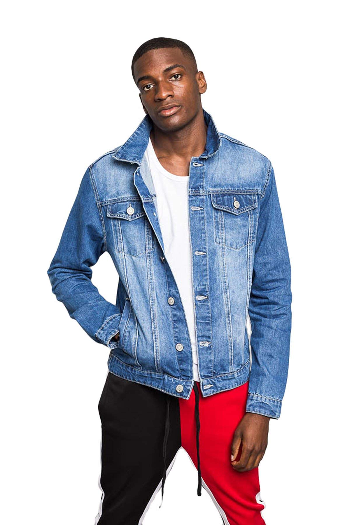 VICTORIOUS Men's Distressed Denim Jacket