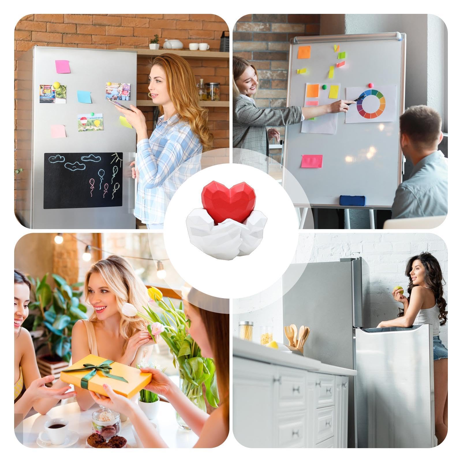 12pz Magnete Frigorifero Cuore, 2,7x2,7cm Graziosi a Forma di Cuore Rosso, Magneti Frigorifero Decorativi per Cucina Ufficio Aula Lavagna Armadietto Decorazione