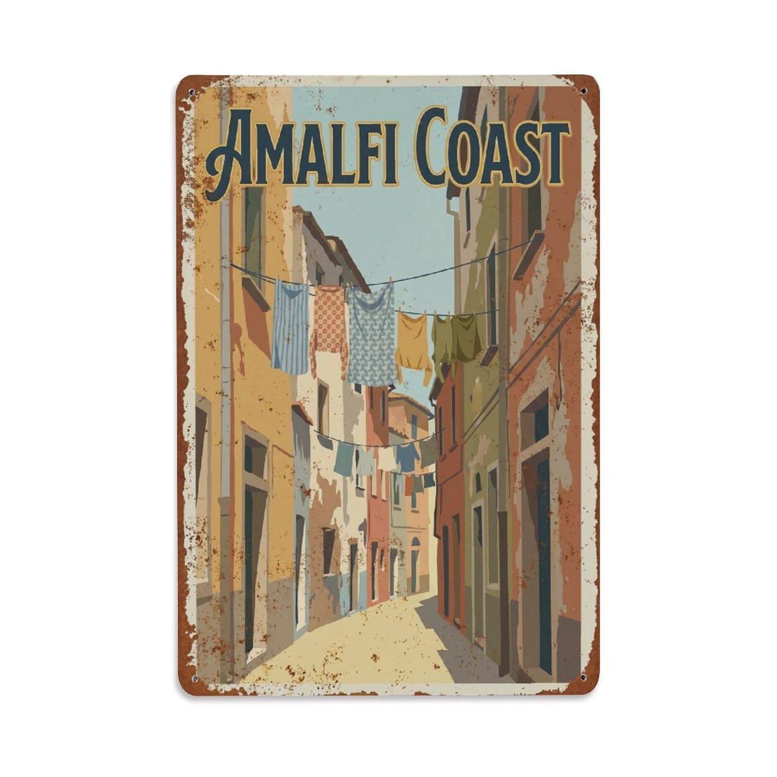 Vintage Travel Alley Italy Narrow Metal Tin Sign