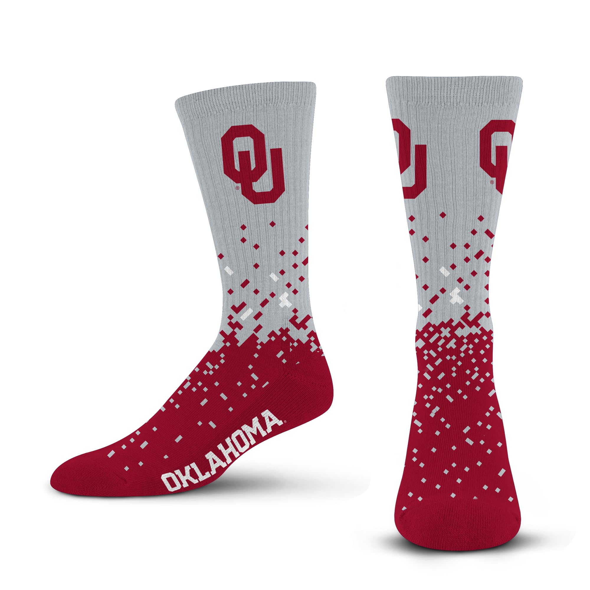 For Bare Feet NCAA OKLAHOMA SOONERS Spray Zone Crew Sock Team Color Large