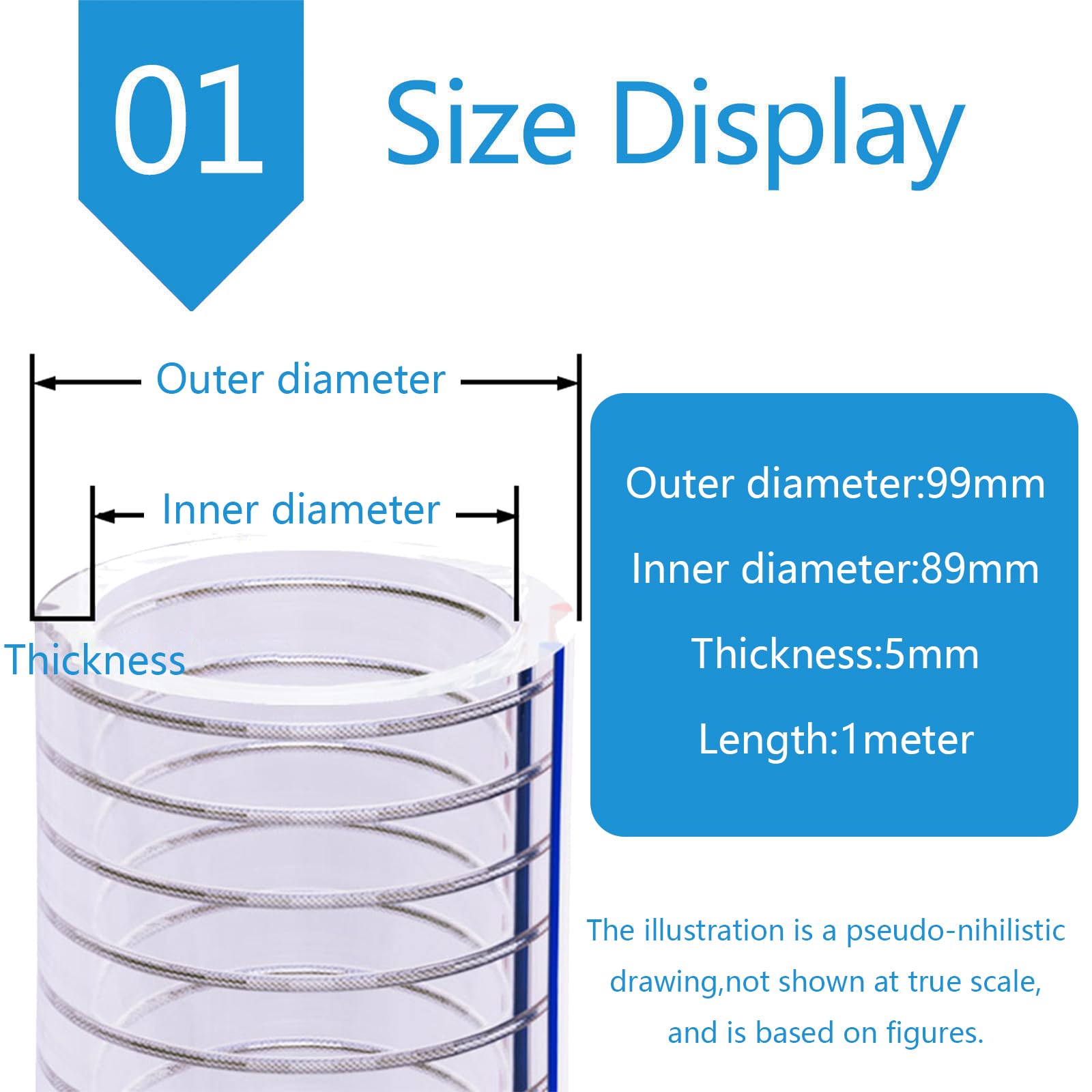 Grueso de pared 32-110m m de la tubería 5m m del claro de la manguera del alambre de acero del PVC(Inner diameter:89mm)