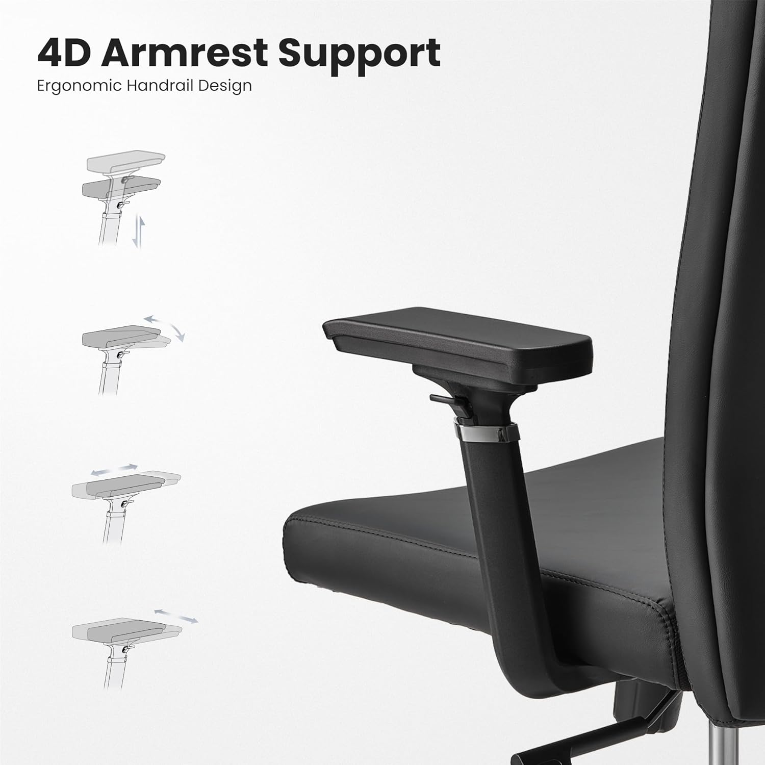 EUREKA ERGONOMIC Eris High Back Leather Desk Chair, Executive Computer Chair with Adjustable 4D Armrests and Large Headrest, Ergonomic Lumbar Support for Home Office(Pack of 10, Black)