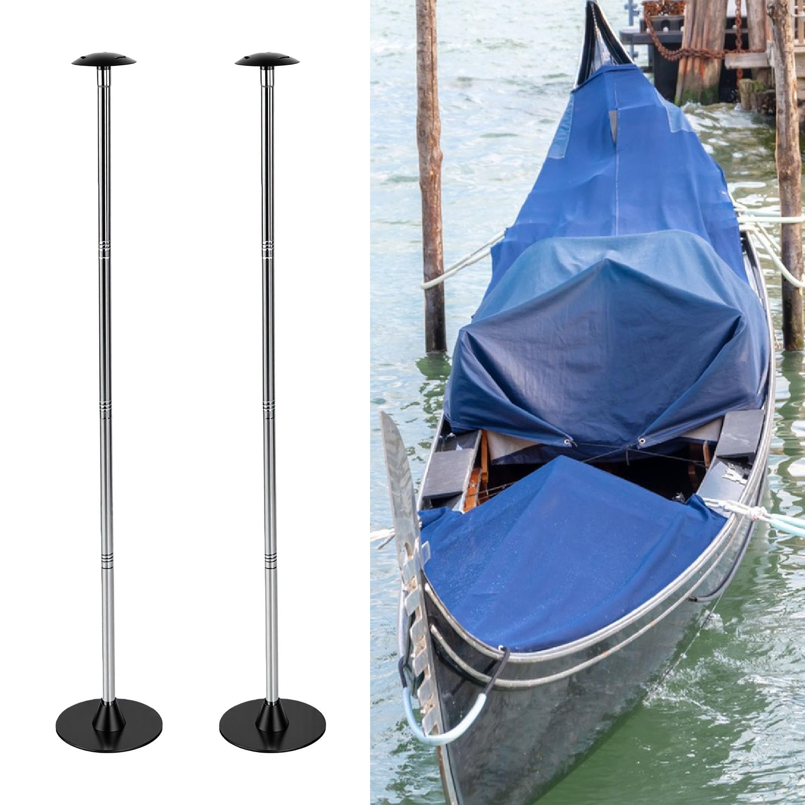 banapoy 2Pcs Słupki Wsporcze do Pokrowca na Łódź Pontonową, 15-54"