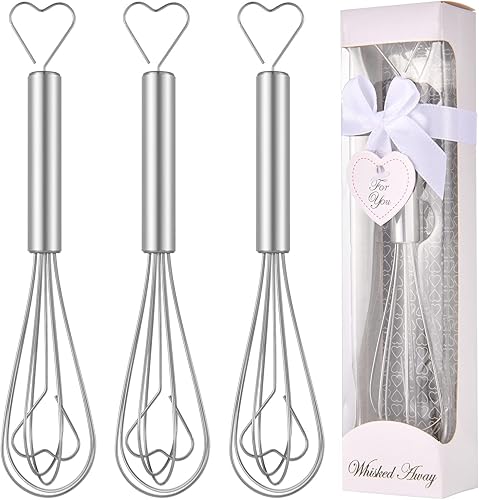 30 unidades de batidor de huevos en forma de corazón, de acero inoxidable, mini huevos manuales a granel con paquete individual, boda, novia,