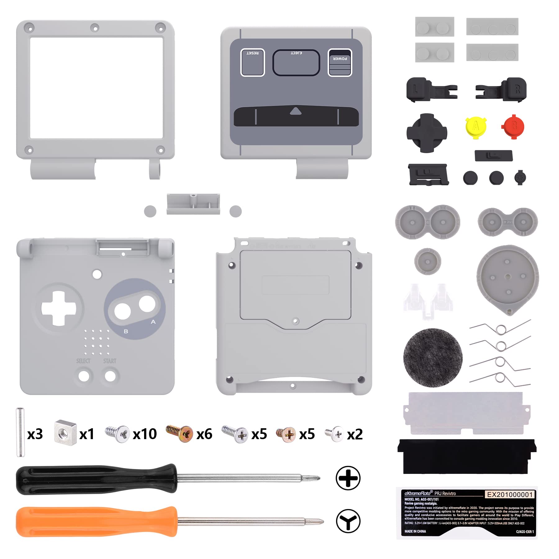 IPS Ready Upgraded eXtremeRate SFC SNES Classic EU Style Custom Replacement Housing Shell for Gameboy Advance SP GBA SP – Compatible with Both IPS & Standard LCD – Console & Screen NOT Included