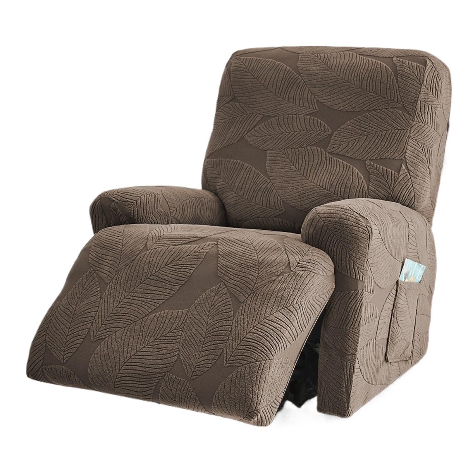 WJIAYAO Thick Plush Recliner Chair Cover 1/2/3 Seater Split Recliner Sofa Cover Jacquard Chair Strench Armchairs Slipcover Home Relax Hotel(Brown,1 Seater)