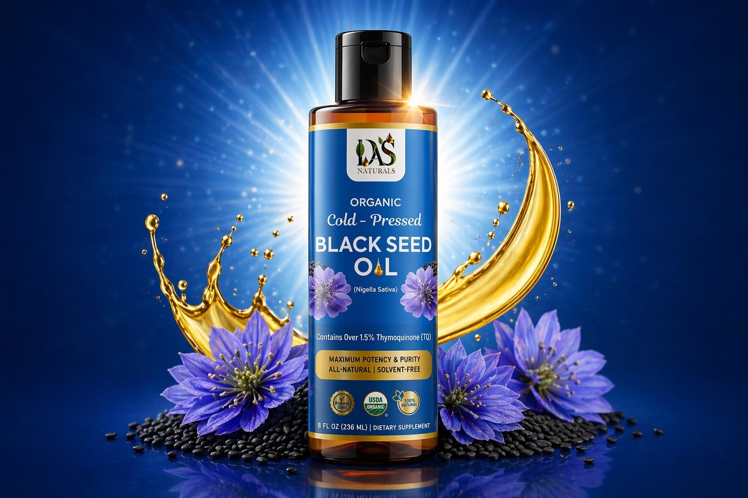 DAS Naturals Organic Black Seed Oil Cold Pressed, Nigella Sativa, 8 Fl Oz — Amazon image 2