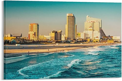Lienzo decorativo para pared, el horizonte y el océano Atlántico en Atlantic City, Nueva Jersey, impresiones en lienzo para pared, pinturas