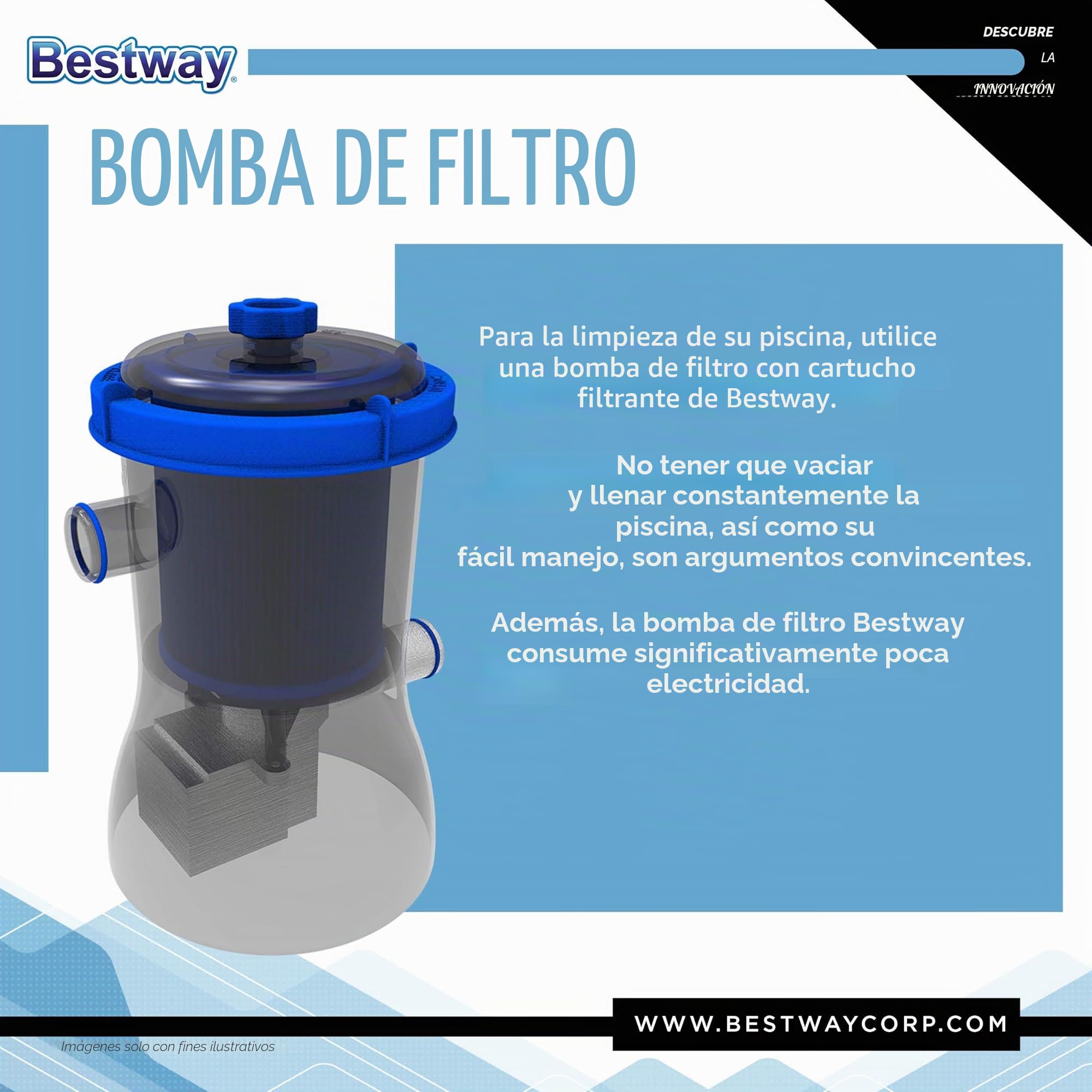 Bestway Fast Set Juego de Piscina con Bomba de Filtro, Azul, 305 x 76 cm
