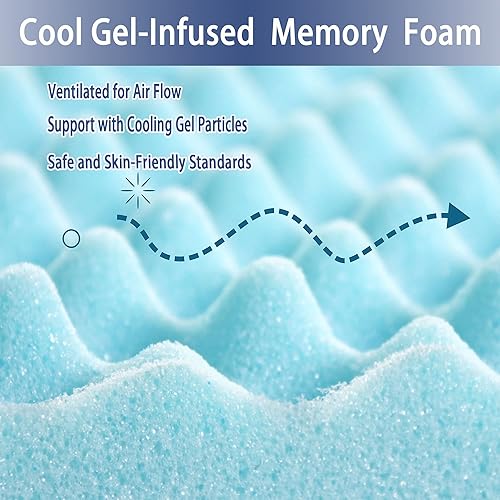 Miniatura 2 de Cubrecolchón de espuma viscoelástica de 1.5 pulgadas, tamaño individual XL con funda transpirable refrescante, protector de colchón, cubrecolchón