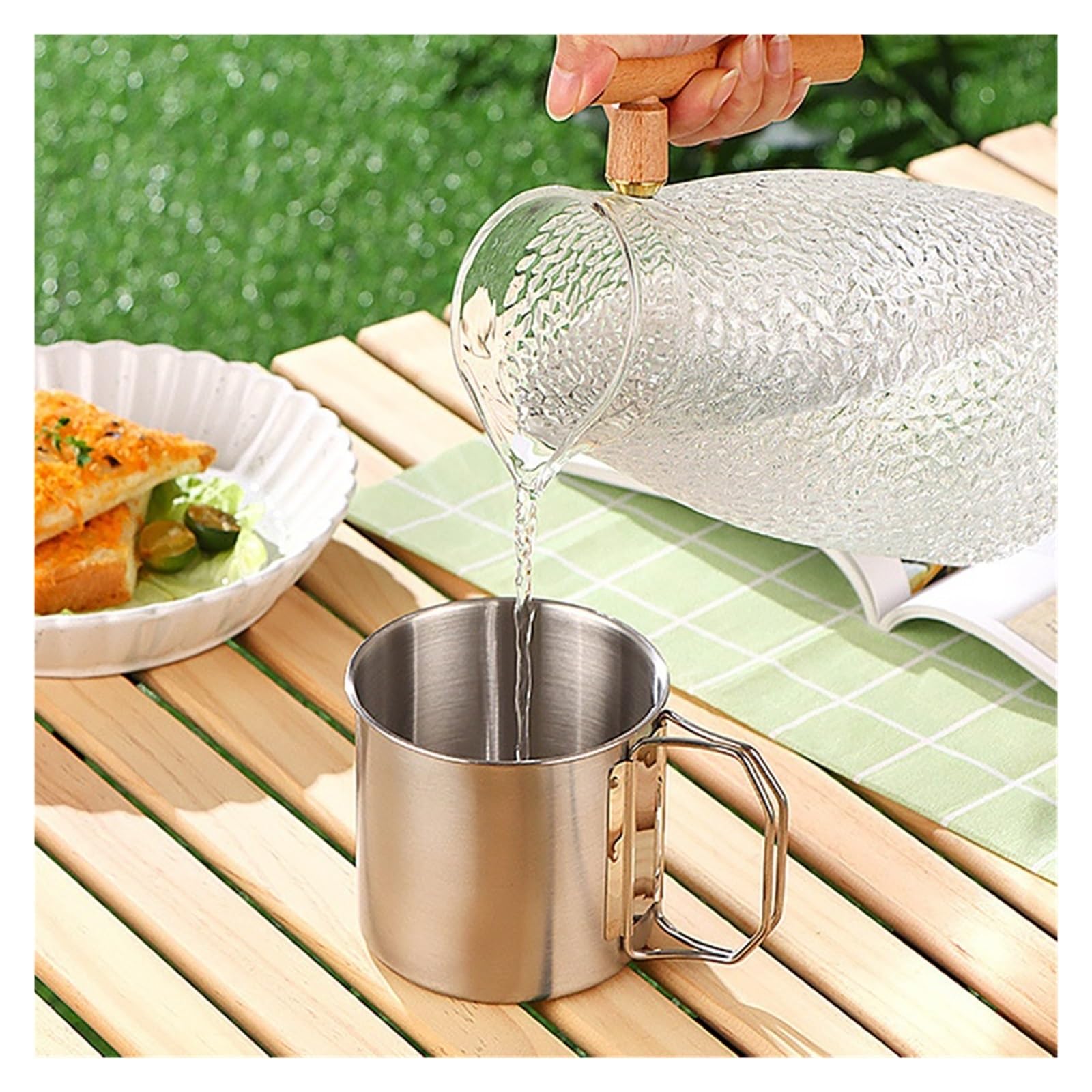 Generico Compatibile con Il Set di Tazze Pieghevoli da Campeggio Bottiglie d'Acqua Portatili for Bicchieri Picnic in Acciaio Inossidabile 304 all'aperto