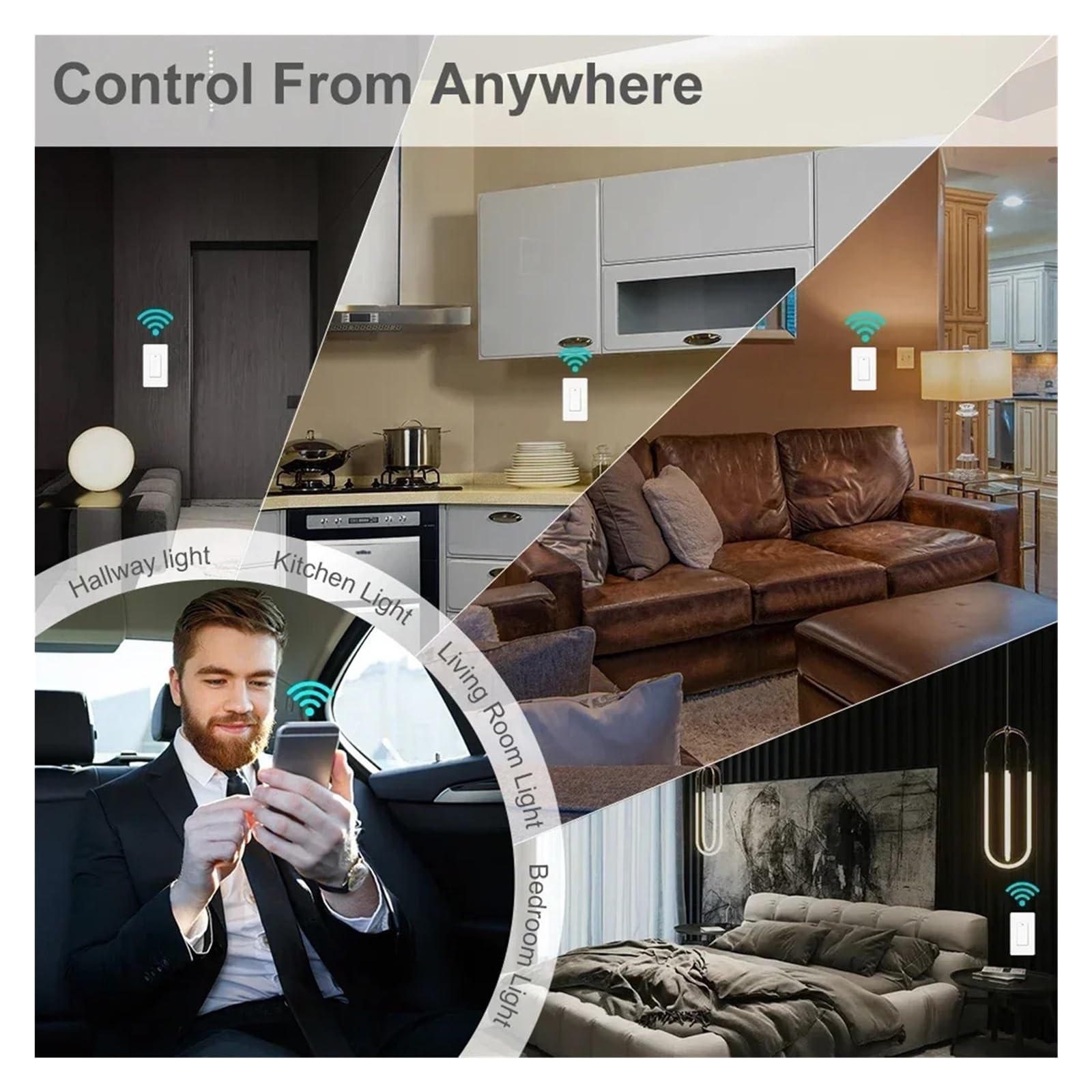 Smart Life włącznik światła z zegarem WiFi, przycisk ścienny włącznik/wyłącznik, 220 V, bezprzewodowy, 2, 3, 4 wejścia, dwukierunkowy pilot zdalnego sterowania (3 gang, pojedyncza droga)