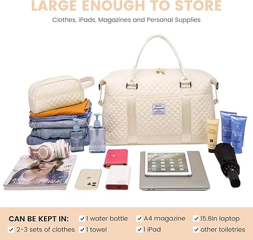 Miniatura 4 de LOVEVOOK Bolsa de fin de semana para mujer, bonita bolsa de viaje para gimnasio, bolsa de viaje con bolsa de artículos de tocador, bolsa