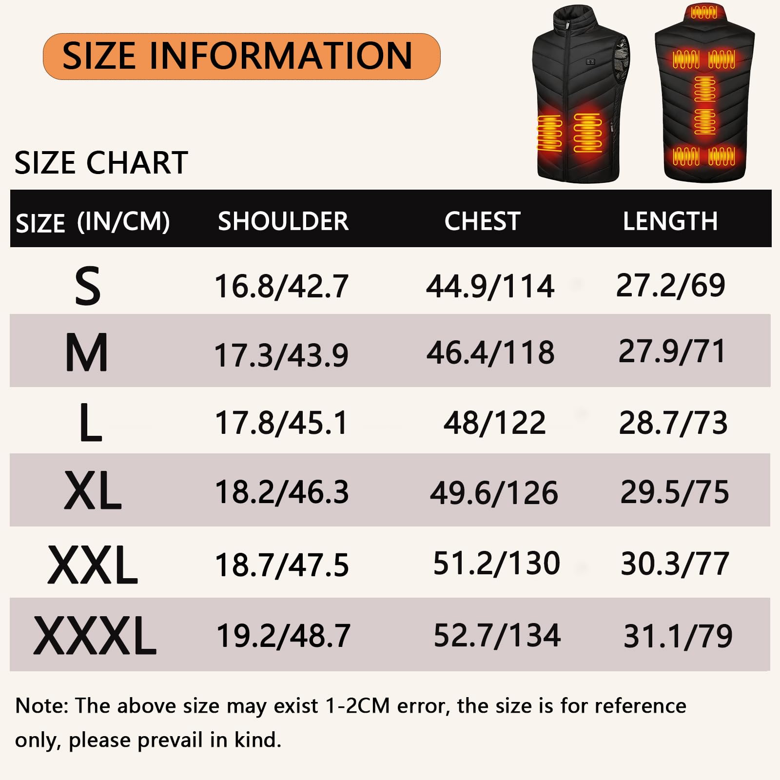 SNZ Chaleco Calefactable Con Batería, USB Chaqueta Calefactable, Invierno Cálido Chaleco Mujer Y Chaleco Hombre Para El Senderismo Al Aire Libre Caza Moto Camping Snowboard