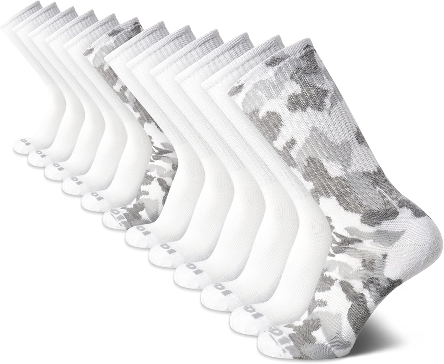 AND1 Mens Crew Socks - 12 Pack Moisture Wicking Cushioned Performance Breathable Athletic Socks for Men (Sizes: 6-12.5)