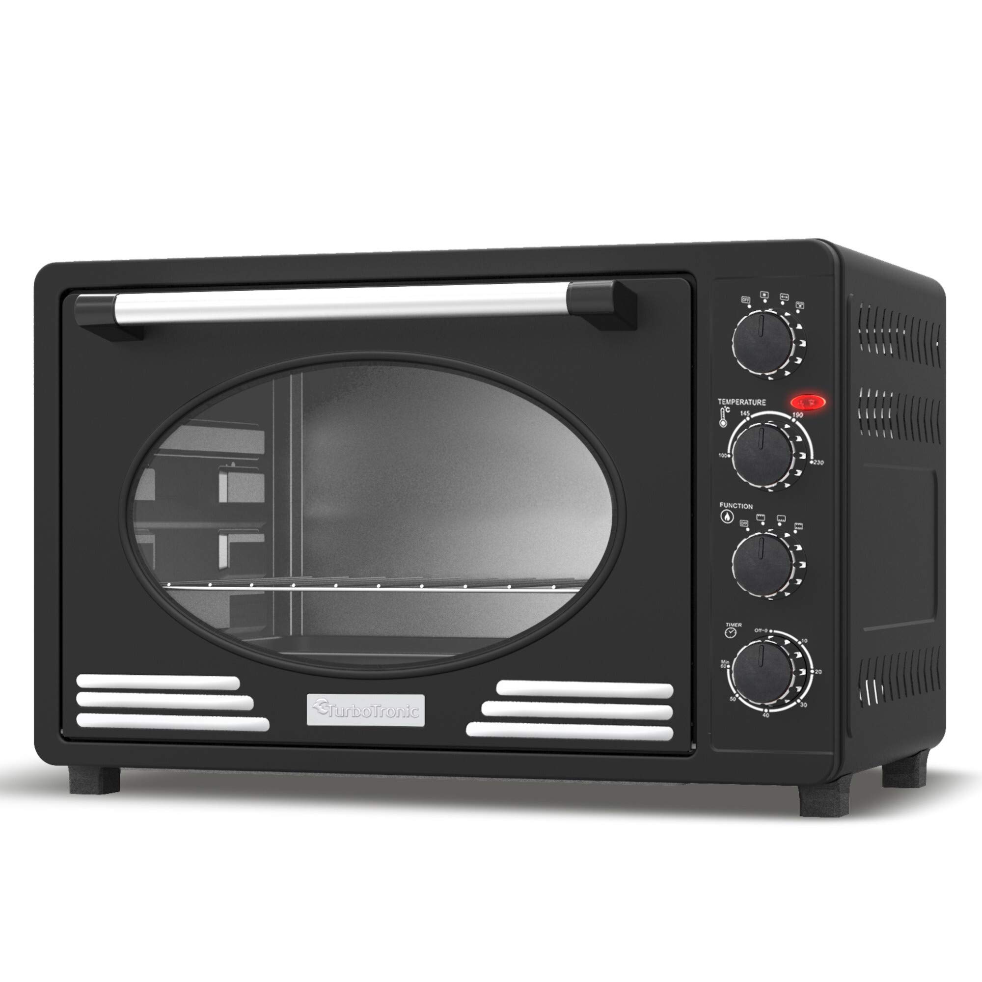 Turbotronic Retro Minibackofen mit Umluft 45l schwarz, rot, blau, beige 2000W, Mini Backofen, Pizzaofen, Grill