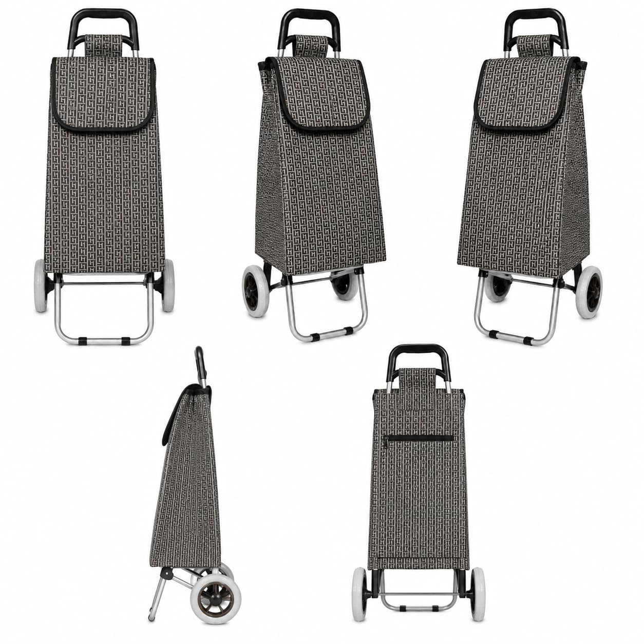 Two Wheeler Shopping Trolley on Wheels, 41L Foldable Large Capacity 2 Wheel Grocery Granny Cart with Secure Lid Shopping Bags for the Elderly, Laundry, 30kg Limit