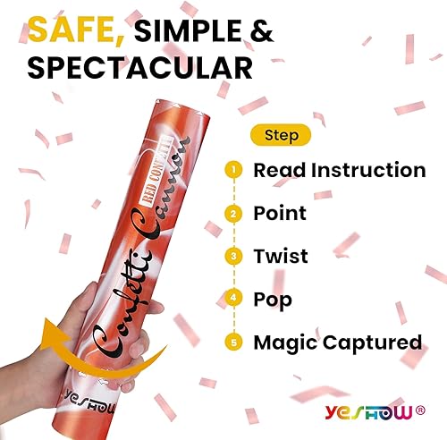 Miniatura 2 de Cañones de Confeti Lanzadores de Fiesta Rojos, YESHOW Confetti Bomb Blaster (paquete de 6) para Cumpleaños Navidad Nochevieja Boda Graduación