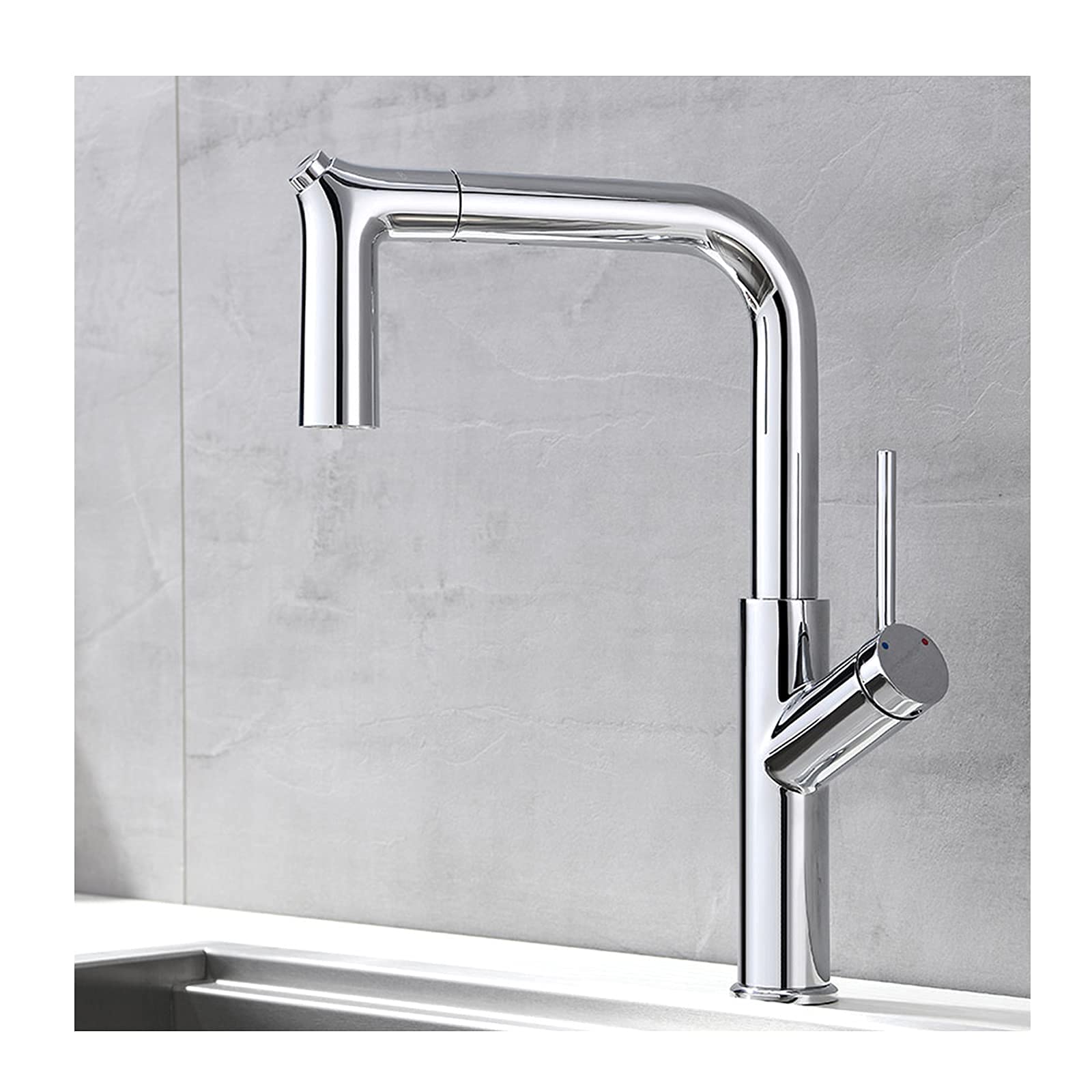 VDOQTLJT Kitchen Tap Brass Faucet Pull-Out Sink Mixer 2 Modeskitchen Hot and Cold Water is A Good Helper for The Family Black(Cromo)