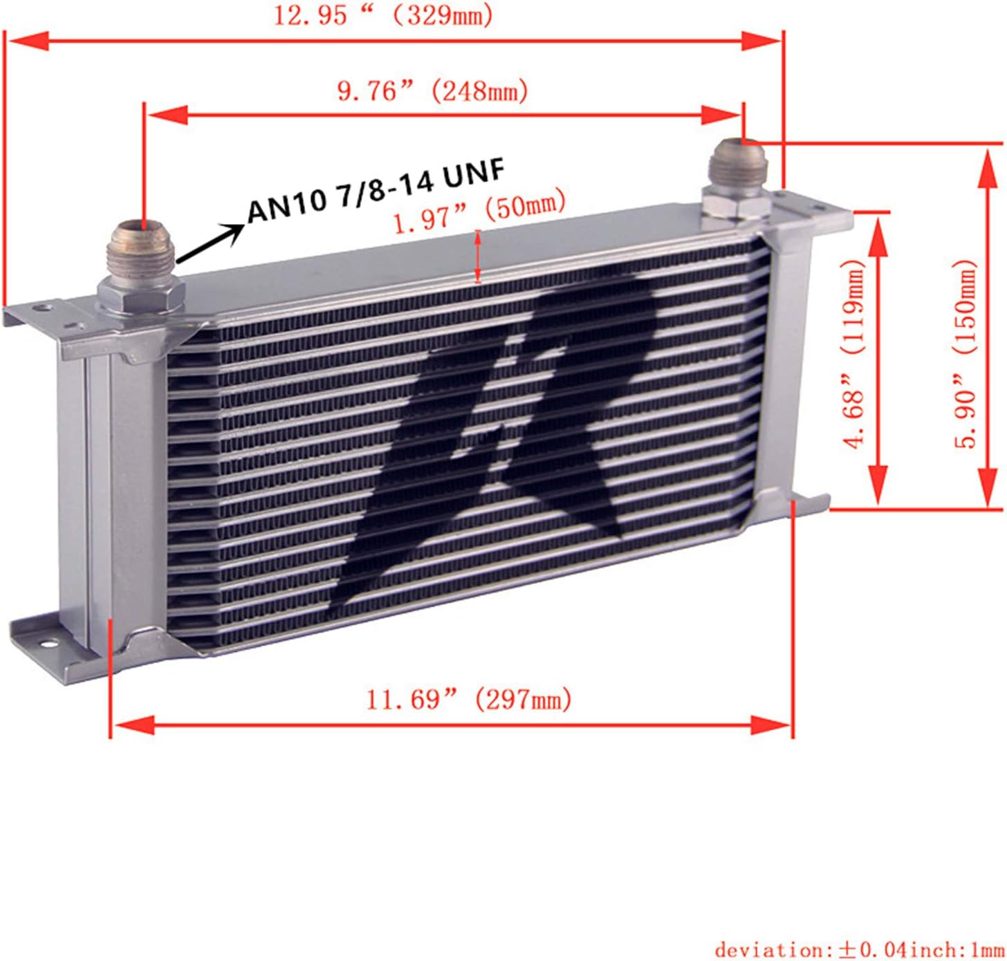 16 Row Oil cooler AN10 Engine Oil cooler Mocal Type 248mm + Mounting Bracket Kit Aluminum Silver