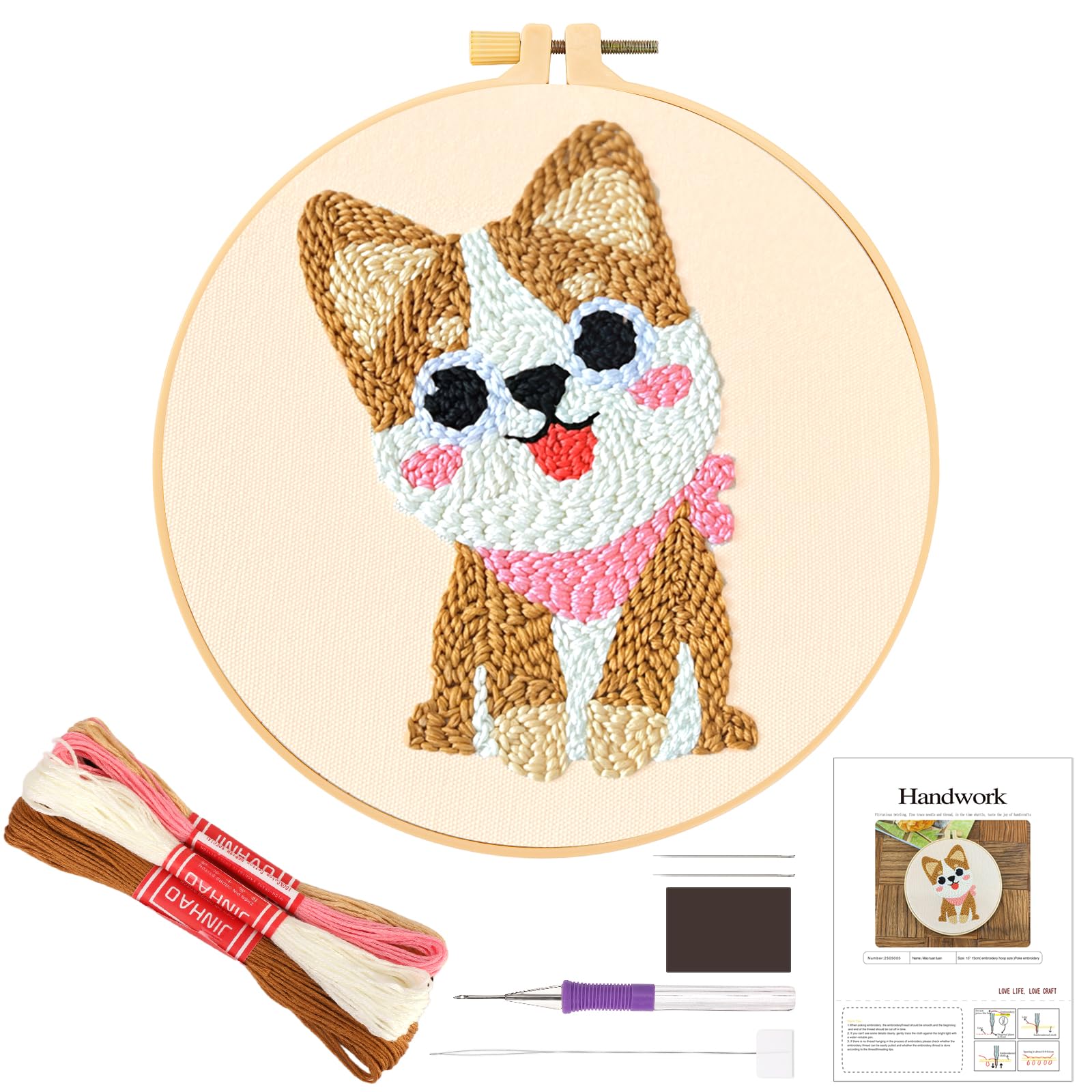 jsrqt punch needle broderie kit chien